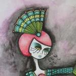 art nouveau print 5 x 7 fan..