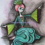 art nouveau print 5 x 7 fan..