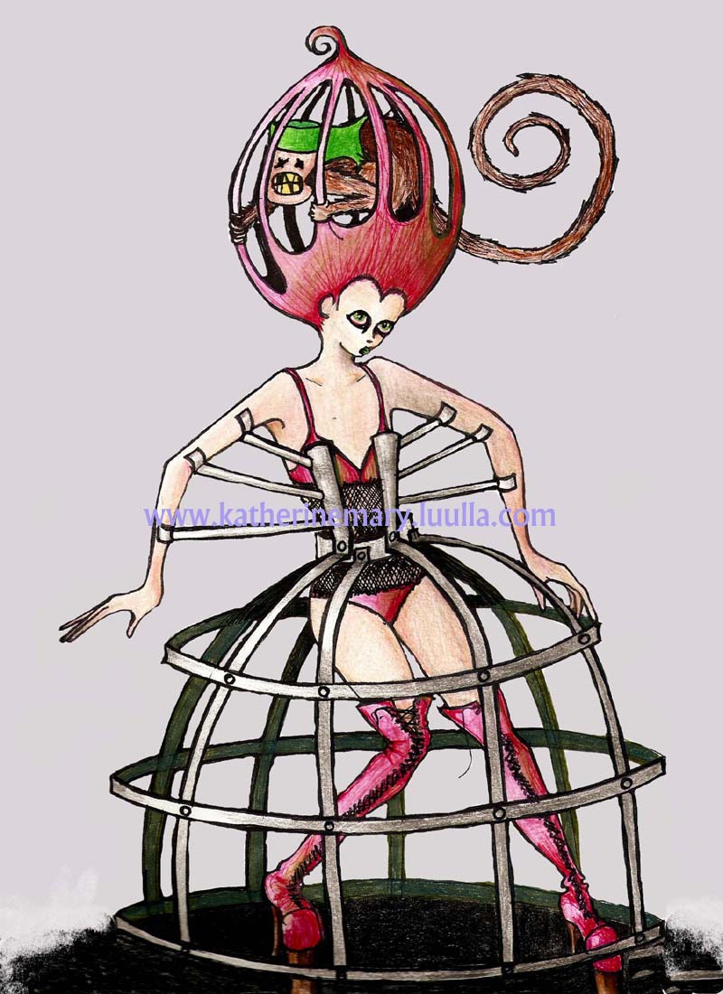 Weird art poster print 11" x 17" large print cute digital ink drawing illustration unique unusual strange goth fantasy high fashion